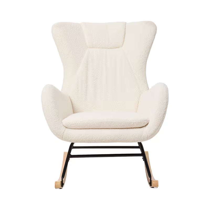 Mirela — Lambswool High-Back Rocking Chair rocking mechanism detail