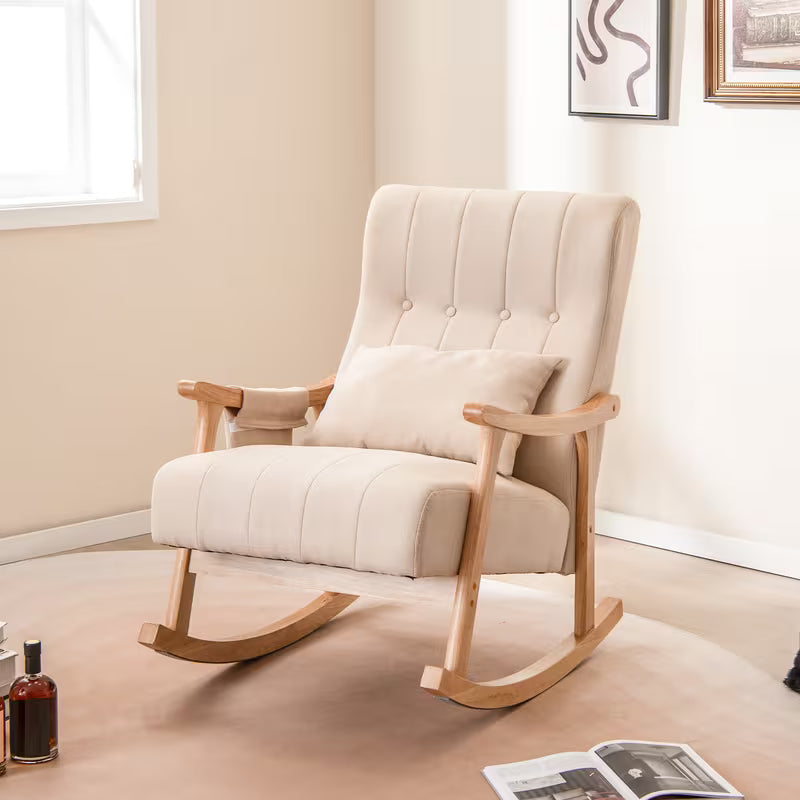 Freya — Nursing Rocking Chair, Upholstered High-Back rocking mechanism detail