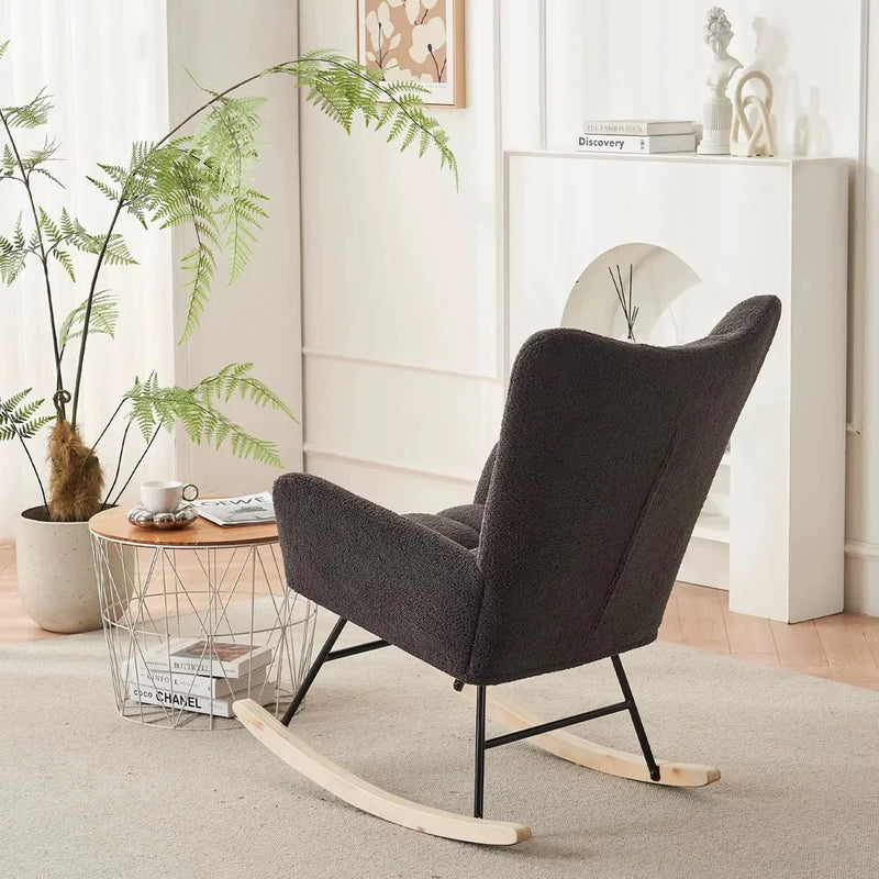 Sunna — Scandinavian Bouclé Rocking Chair material detail