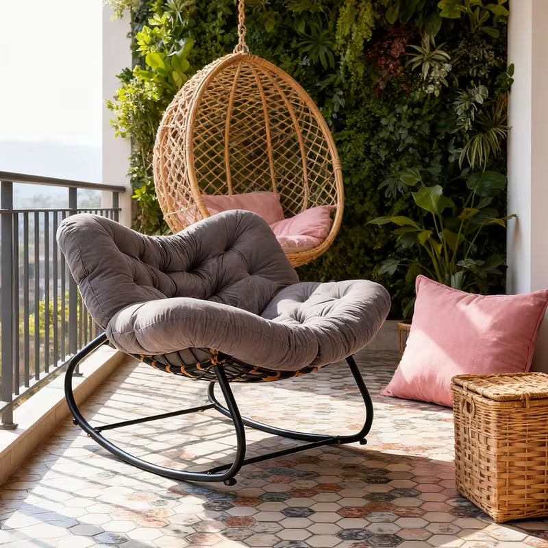 Maren — XXL All-Season Rattan Rocking Chair rocking mechanism detail