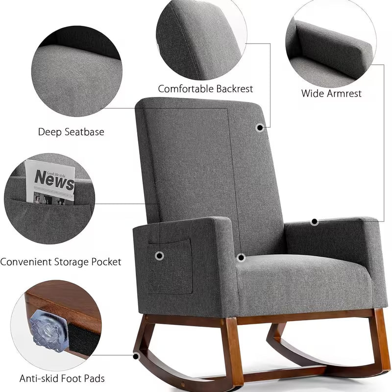 Amara — Nursing Rocking Chair, Bouclé Teddy rocking mechanism detail