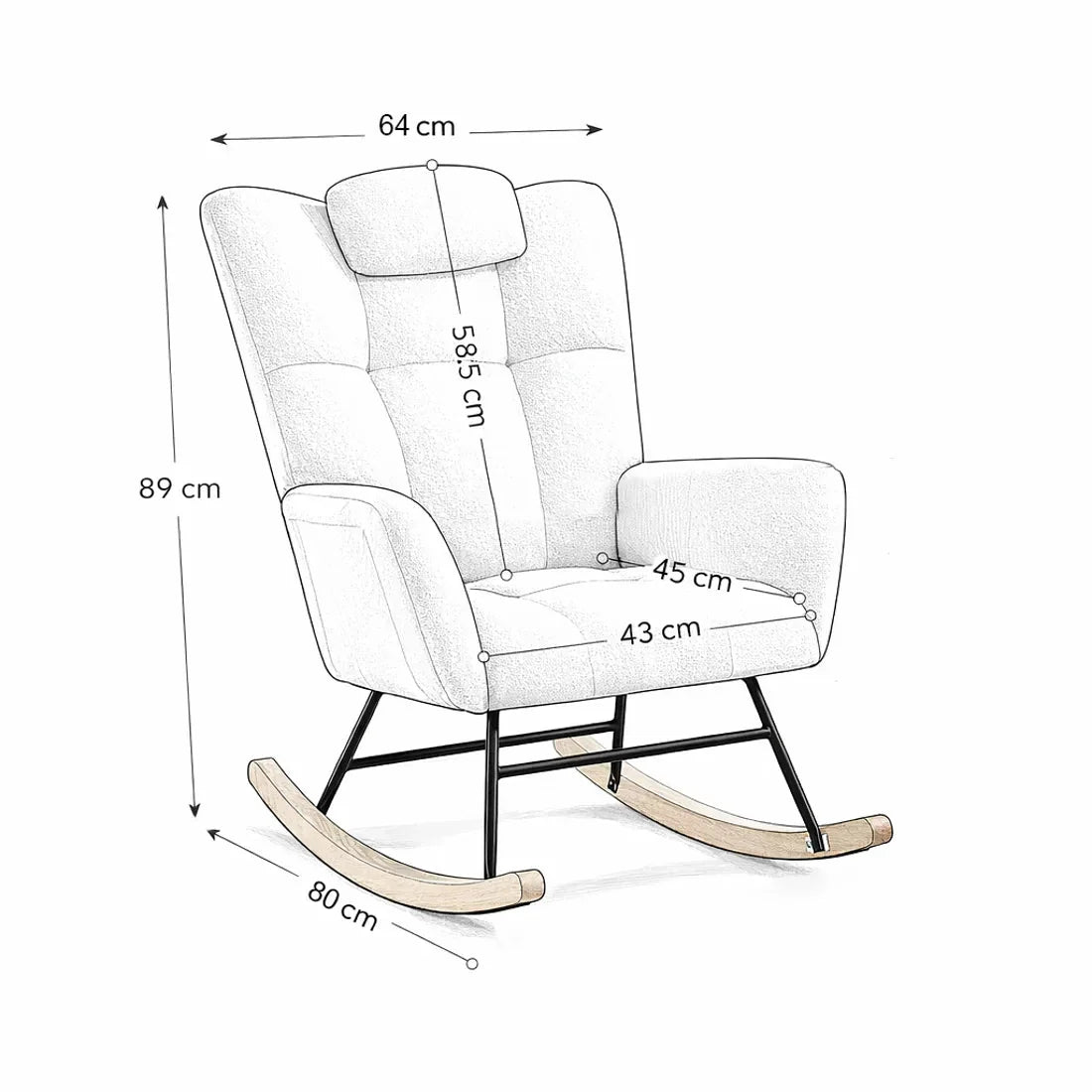 Coralie — Wingback Bouclé Rocking Chair