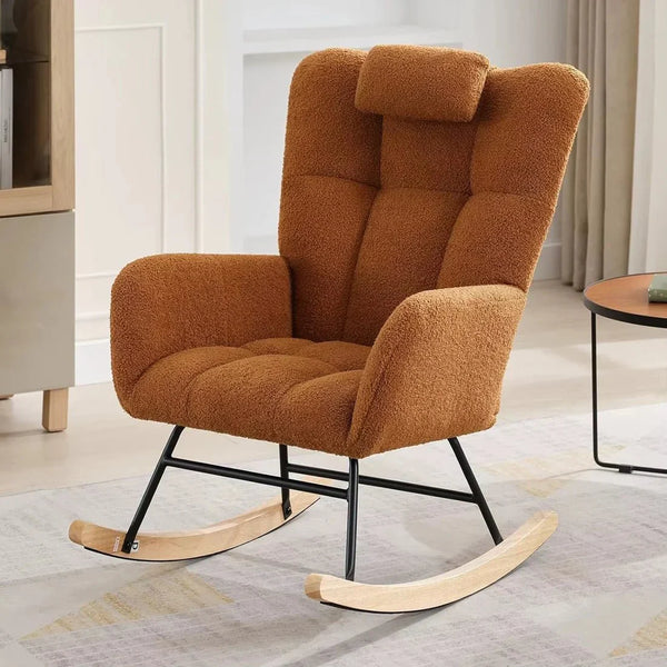 Coralie — Wingback Bouclé Rocking Chair