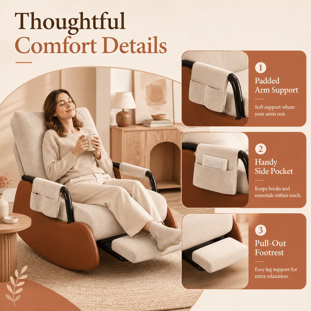 Elowen — Corduroy Velvet Rocking Chair