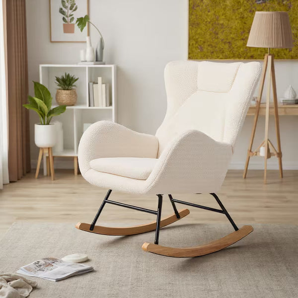 Mirela — Lambswool High-Back Rocking Chair
