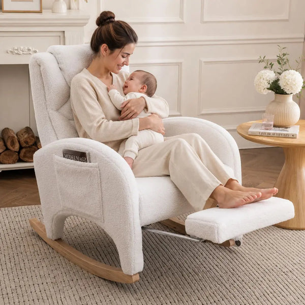 Liora — Nursing Rocking Chair, Teddy Fleece