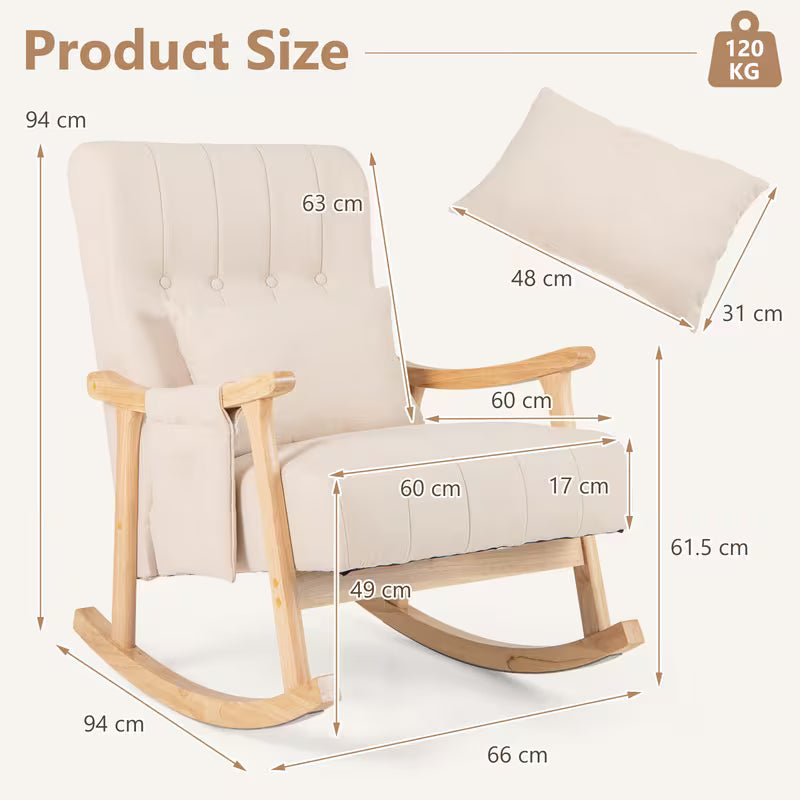 Freya — Nursing Rocking Chair, Upholstered High-Back