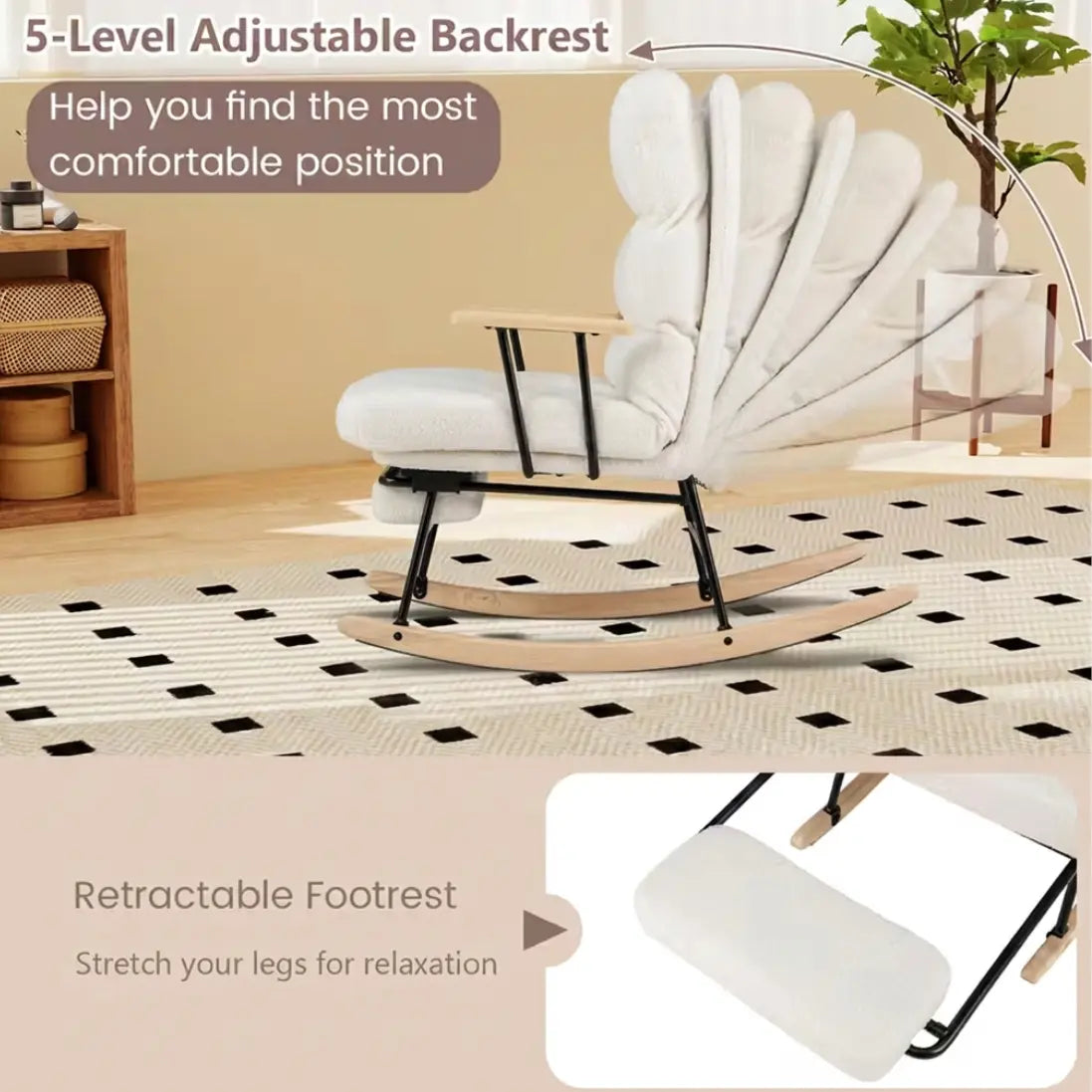 Elara — Reclining Teddy Rocking Chair