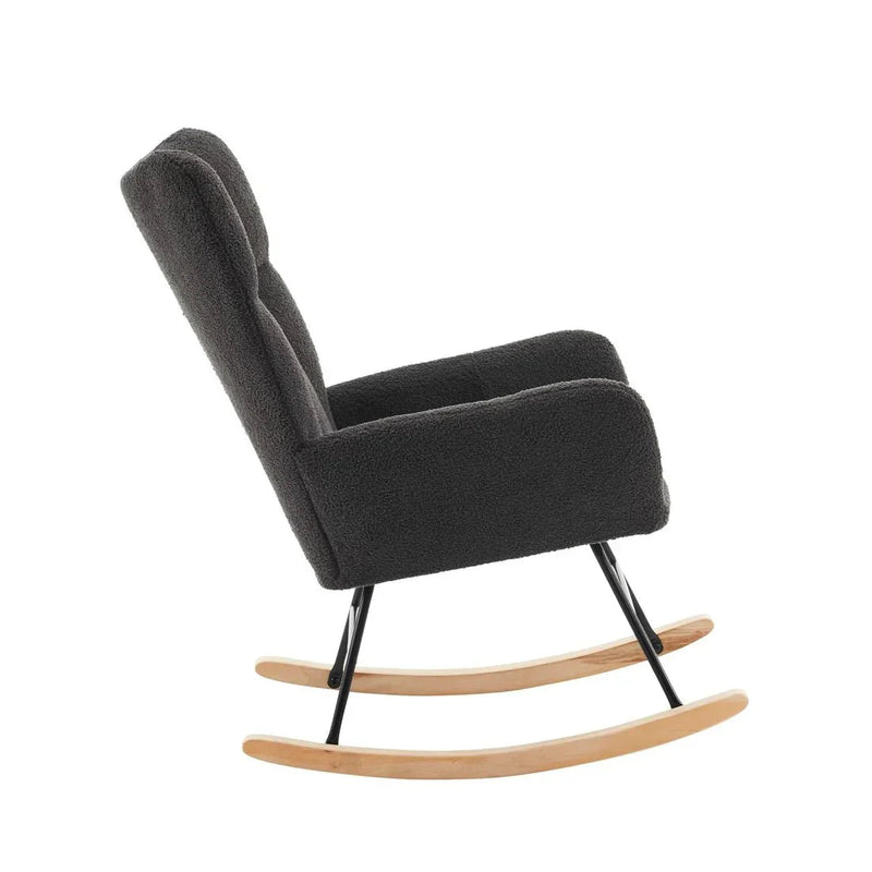 Sunna — Scandinavian Bouclé Rocking Chair rocking mechanism detail
