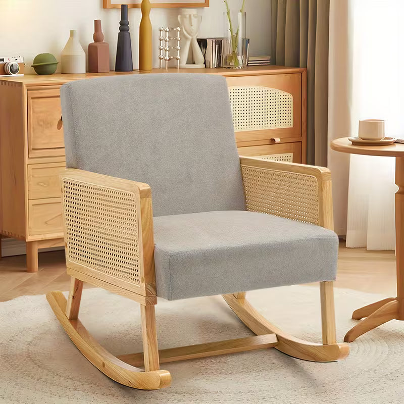 Ondine — Linen and Rattan Garden Rocking Chair