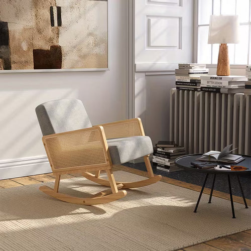 Ondine — Linen and Rattan Garden Rocking Chair