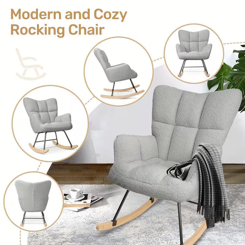 Sunna — Scandinavian Bouclé Rocking Chair